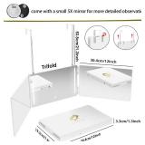 GLDDAO LED 3 Way Mirror to See Back of Head 360 Mirror for Women for Braiding Hair Telescoping Hooks Anti-Fog HD Glass Three Way for Self Hair Cutting Makeup Trifold