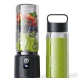 COKUNST Portable Blender, Small Smoothie and Shake Maker with 8 Blades, Compact Personal Blender with LED Display, USB C Rechargeable Juice Mixer with Extra Lid for Travel, Gym, Home, 17oz, Black