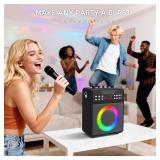 Karaoke Machine for Adults and Kids, Portable Karaoke Machine with 2 Wireless Microphones, Karaoke Speaker with LED Lights Supports USB/AUX in/TF Card for Home Party and Outdoor Event