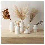 Parlamain Set of 16 White Ceramic Bud Vases, Minimalist Boho Small Pampas Grass Flower Vase for Farmhouse Home Decor, Wedding Centerpiece, Shelf and Table Decoration
