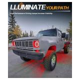 MGLLIGHT 2PCS 7\ Round DOT Red Halo LED Headlights with Turn Signal - H6024 Hi/Lo Projector Sealed Beam for Wrangler JK/TJ/CJ/LJ - Plug and Playin