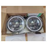 MGLLIGHT 2PCS 7\ Round DOT Red Halo LED Headlights with Turn Signal - H6024 Hi/Lo Projector Sealed Beam for Wrangler JK/TJ/CJ/LJ - Plug and Playin