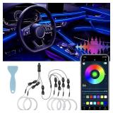 LivTee Smart LED Car Lights Interior with USB Port, LED Strip Fiber Optic Ambient Lighting Car, Wireless App Control, Sync to Music, Car Decorations Interior Accessories Gifts for Women Men, 6 in 1