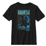 Pokemon Boys Squirtle Grid Short Sleeve Tee Shirt, Black, Youth Small