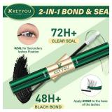 KEYYOU Lash Bond and Seal Waterproof Lash Cluster Glue 72H Long Lasting Strong Hold Non Irritating Eyelash Glue for DIY Individual Lashes at Home (Black-10ml)