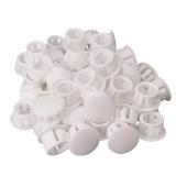 Alamic Hole Plugs 1/2\ Plastic Flush Type Hole Plugs Snap in Locking Hole Tube Screw Caps Drilling Cover Plugs Fastener Covers for Kitchen Cabinet Furniture White 50 Packin