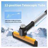 Beeswill Ice Scraper and Snow Brush for Car Windshield with Extendable, 12 Adjustable Length Settings and 360° Pivoting EVA Brush Head for Cars, Trucks, SUVs