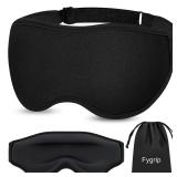 Fygrip 3D Eye Mask Sleep Mask for Men and Women, 100percent Pressure-Free and Light Block-Out Eye Mask for Sleep with Easy Adjustable Strap, Night Eye Cover for Travel, Black