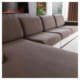 OHSIO Sectional Couch Covers, Wear Resistant Stretch Sofa Covers Washable Soft Couch Cushion Covers Anti Slip Furniture Protector Sofa Slipcovers for Pets (1 Piece Loveseat Cover, Brown)