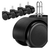 2 Inch Office Chair Casters Wheels Heavy Duty, 5 pcs Chair Wheel Replacement, Mute Rubber Rotating Desk Chair Wheels for All Floor, Smooth and Quiet Caster, Universal Standard Stem Size Fits 99percent