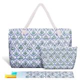 Sunnymove Empty Mahjong Bags Set for Tiles and Racks 24x13x4.7 Inch American Mahjong Carrying Bag Tote Tiles Bag Drawstring Protective Sleeve for Rack Pusher Party Travel, Case Only (Block Print)