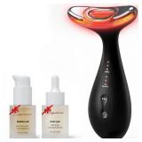 3-in-1 for Aurora Red Light for Face and Neck Beauty Massager, with Suction, Vibration, Heat, 3 Light Therapies for Skin Glow, Face Lift, Neck Firm, Black