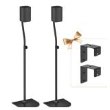 Height Adjustable Speaker Stand Pair Extend 33\ to 42\in with Wall Mount for Samsung, Vizio, Bose, LG, Roku Rear Speakers and More Surround Sound Speaker Stands Up to 5Lbs with Key HoleandThread Holei