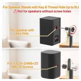Height Adjustable Speaker Stand Pair Extend 33\ to 42\in with Wall Mount for Samsung, Vizio, Bose, LG, Roku Rear Speakers and More Surround Sound Speaker Stands Up to 5Lbs with Key HoleandThread Holei