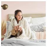 Peri Home Leopard Luxury Faux Fur Throw Blanket - Super Soft Fluffy Bedding Throw Blanket for Bedroom 50\ x 60 - Furry Blanket Comfy Warm Cozy Plush Blanket for Bed Sofa Couch - Ivoryin