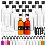YZXODN 50 Pack 2 oz Mini Liquor Bottles with Labels, Plastic Alcohol Bottles, Airtight Shot Bottles, Little Spirit Bottle with Funnels Black Caps, Hot Sauce Bottle for Cocktail, Party Favors, Weddings