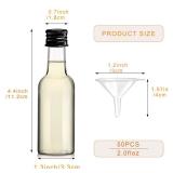 YZXODN 50 Pack 2 oz Mini Liquor Bottles with Labels, Plastic Alcohol Bottles, Airtight Shot Bottles, Little Spirit Bottle with Funnels Black Caps, Hot Sauce Bottle for Cocktail, Party Favors, Weddings