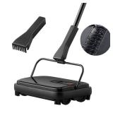 VEVOR Carpet Sweeper, 7.87 in Sweeping Paths, Floor Sweeper Manual Non Electric, 300 ml Dustbin Capacity with Comb for Home Office Rugs Hardwood Surfaces Wood Floors Laminate, Cleans Dust Pet Hair