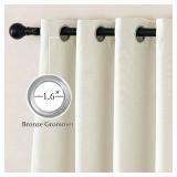 NICETOWN Faux Linen 100percent Blackout 90 inch Curtains, Silver Grommet Thermal Insulated 2 Layers Window Treatments Sound Dampening for Living Room/Bedroom, Natural, W52 x L90, 2 Panels