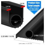 ToLanbbt Garage Door Bottom Rubber Seals 16.4 FT Garage Door Weather Stripping Kit Seal Strip Replacement with 1/4\ T Ends and 2 End Plugs, Universal U+O Ring Weatherproof Rubber Bottom Seal, Blackin