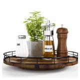Farmhouse Oak 12\ Lazy Susan Turntable Organizer for Cabinet, Round Wooden Lazy Susan Organization and Storage for Dining Table, Pantry, Kitchen, Countertop, Cupboard,Home Decor, Walnut Woodin