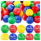 Liliful 48 Pcs Motivational Stress Balls Bulk Inspirational Squeeze Balls for Adults Anxiety Relief Fidget Toys Office Employee Gifts Classroom Rewards 2.2 Inch (Colorful)