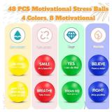Liliful 48 Pcs Motivational Stress Balls Bulk Inspirational Squeeze Balls for Adults Anxiety Relief Fidget Toys Office Employee Gifts Classroom Rewards 2.2 Inch (Colorful)