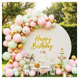 FIXORO 7.2FT Ivory Round Backdrop Cover for 5-7.2ft Circle Arch Stand with Oh Baby Decal Sign - Thick Fitted Spandex Arch Backdrop Cover for Baby Shower, Wedding Arch, Birthday Party and Photography