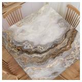 TREGAUSI Marble Fitted Tablecloth Square Table Cloth Cover Grey Curly Texture Tablecloths Elastic Edge Covers Washable for Kitchen Dining Home Patio Picnic, Fit for 54x54 Tables, Style 15