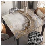 TREGAUSI Marble Fitted Tablecloth Square Table Cloth Cover Grey Curly Texture Tablecloths Elastic Edge Covers Washable for Kitchen Dining Home Patio Picnic, Fit for 54x54 Tables, Style 15