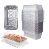 Lewarm Disposable Loaf Pans With Lids Bakeware Set, 2lb, 55 Pack, 8.5x4.5 Heavy-duty Aluminum Foil Bread pan, Food Storage Container, Perfect for Baking, Storing and Take-out(Dented)