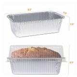 Lewarm Disposable Loaf Pans With Lids Bakeware Set, 2lb, 55 Pack, 8.5x4.5 Heavy-duty Aluminum Foil Bread pan, Food Storage Container, Perfect for Baking, Storing and Take-out(Dented)