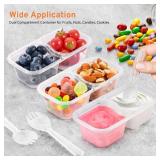 WEST STORY 20 Set Snack Containers with Lids and Spoons, Reusable Double Compartment Condiment Containers for Lunches Picnics Parties, BPA-Free, Microwave Safe, Transparent
