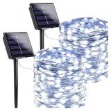 Extra-Long 144FT Solar String Lights Outdoor, 2 Pack 400LED Solar Fairy Lights for Outside Waterproof, Silver Wire 8 Lighting Modes Solar Twinkle Lights for Tree Garden Party Xmas Decor (Cool White)