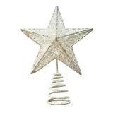 Metal Glittered Christmas Tree Topper Star Treetop Decoration for Christmas Home Decor(White)