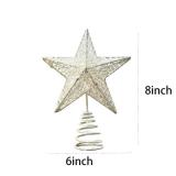 Metal Glittered Christmas Tree Topper Star Treetop Decoration for Christmas Home Decor(White)