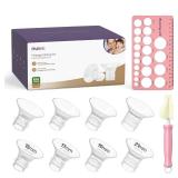 Nuliie 8PCS Silicone Flanges Insert Replacement Kit, Flange Sizing Kit 15/17/19/21mm for 24mm Flange/Shield Breast Pumps, Pumping Essential Kit for Moms