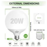 Light Bulb, G120 Globe Bulb, 20W Led Light Bulbs 4000k Daylight Globe Light Bulb, Dimmable Bulb, E26 Base Large Lamp,1800 Lumen, for Party Home Decoration Led Bulbs(20w4000k Dimmable Natural White)