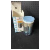 WHNLTravel Baby Bottle Brush Set with Bottle Cleaner Brush Set and Drying Rack,Gift for Newborn Mothers, Suitable for Travel and Home(Blue)