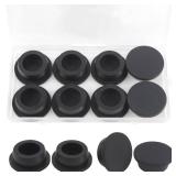 BOPOREAE 8 Pcs 29 mm/1-1/8 in Silicone Rubber Plug for 28-29mm Round Holes, Waterproof T Type Rubber Stoppers, Soft Flexible Snap-On Bottle Seal Button Plugs Tube Pipe End Covers Caps Inserts, Black