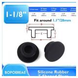 BOPOREAE 8 Pcs 29 mm/1-1/8 in Silicone Rubber Plug for 28-29mm Round Holes, Waterproof T Type Rubber Stoppers, Soft Flexible Snap-On Bottle Seal Button Plugs Tube Pipe End Covers Caps Inserts, Black
