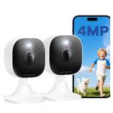 VSMAHOME 4MP Outdoor Indoor Cameras for Home Security, Outdoor Security Camera Indoor, 2.4g/5g Cameras for House/Pet/Baby, Plug and Play, Support 128G Card Storage (Not Included), Wired, 2PCS
