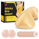 DesirTop Double Sided Sticky Bra Push Up, Invisible Bra Pad Inserts for Large Breasts, Adhesive Bra for Bikini Swimsuit (Beige, Large)