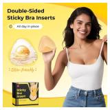 DesirTop Double Sided Sticky Bra Push Up, Invisible Bra Pad Inserts for Large Breasts, Adhesive Bra for Bikini Swimsuit (Beige, Large)
