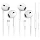 2 Pack-USB C Headphones for iPhone 17/16/15 Pro Max Plus Type C Earbuds with Microphone and Remote Noise Cancelling Earphones for iPhone 17/16/15 Pro, iPad,Galaxy S25/S24/S23/S22/S21/Ultra Note 10/20
