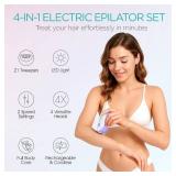 VOGOE Epilator for Women-Cordless Epilators Hair Removal for Women, 4-in-1 Electric Razor Hair Remover, 2 Speeds and 21 Tweezers for Face Legs Arms Armpit Bikini, Purple HR310