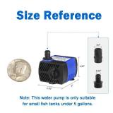 AQUANEAT Small Fountain Pump, 80 GPH Submersible Water Pump for Aquarium Fish Tank, Outdoor Water Fountain, Hydroponics, Pond Filter Pump