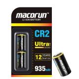 MACORUN CR2 3V Lithium Battery 2 Pack, 935mAh Real Capacity Non-Rechargeable CR2 Battery, Long Lasting Power CR2 Batteries Low Self-Discharge Rate CR2 Lithium Battery, 12-Year Shelf Life