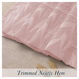 Lecloud Leia 14 Inch Blush Pink Sheer Valances for Windows 2 Pcs, Airy Jacquard Leaf Textured Short Curtains for Living Room Kitchen Bedroom Basement, Dual Rod Pockets Small Curtain, 28\ W x 14\in Lin