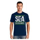Zubaz NFL Menfts Goal Line Team Color Short Sleeve T-Shirt, Seattle Seahawks, Large